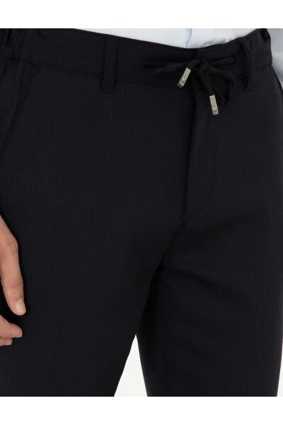 Navy Slim Fit Canvas Pants - 5