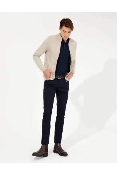 Navy Slim Fit Canvas Pants - 9