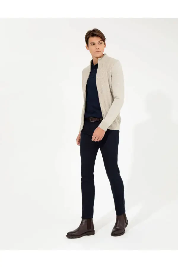 Navy Slim Fit Canvas Pants - 11