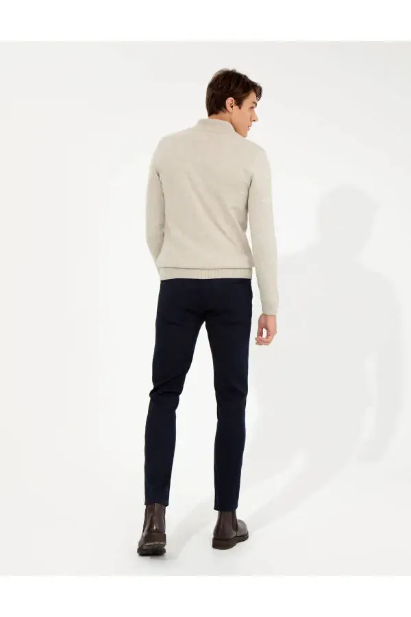 Navy Slim Fit Canvas Pants - 12
