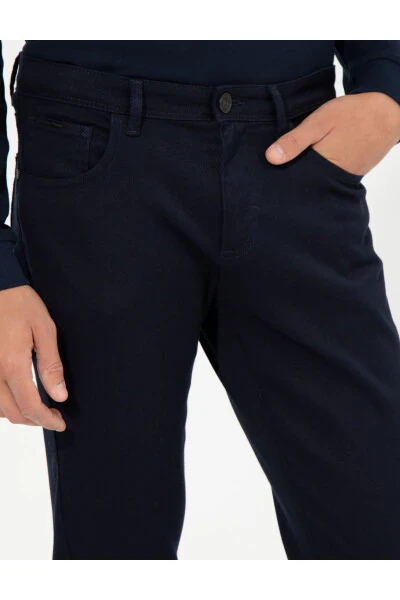 Navy Slim Fit Canvas Pants - 13