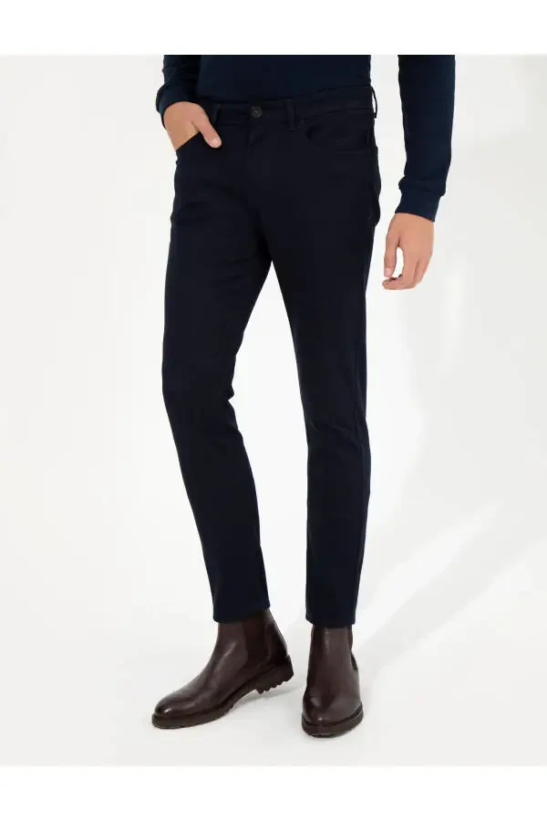 Navy Slim Fit Canvas Pants - 2
