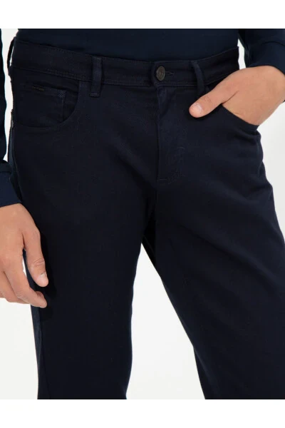 Navy Slim Fit Canvas Pants - 5