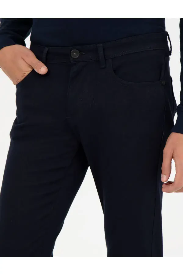 Navy Slim Fit Canvas Pants - 6
