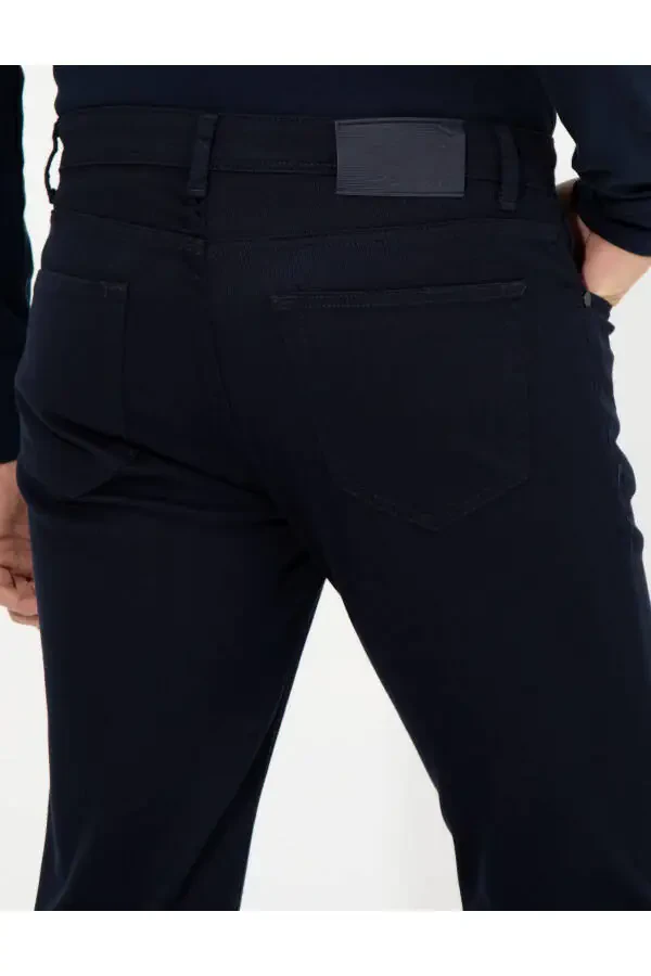 Navy Slim Fit Canvas Pants - 7