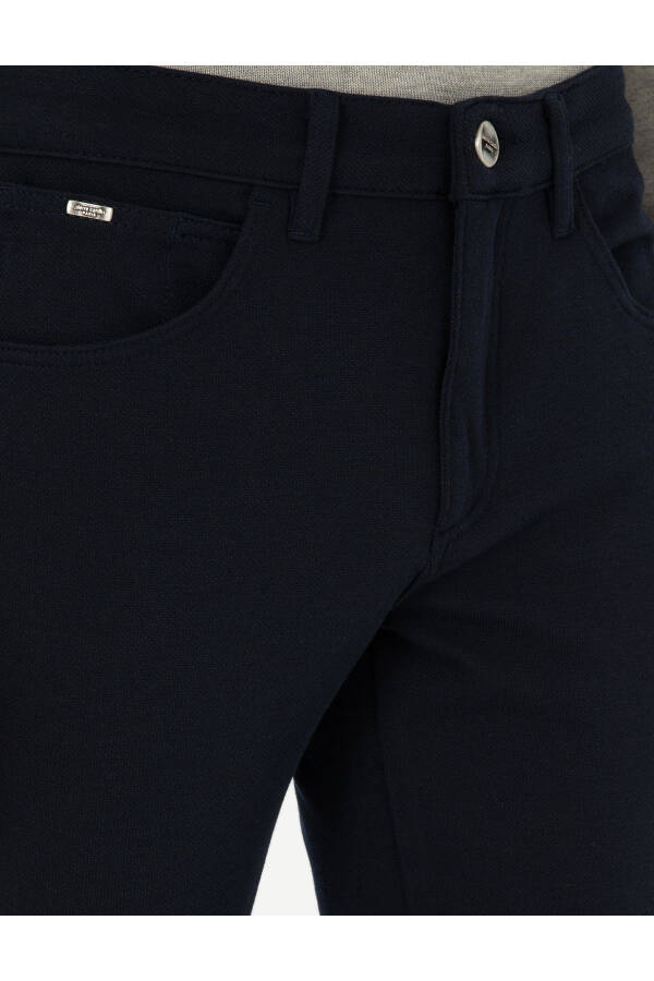 Navy Slim Fit Canvas Trousers - 5