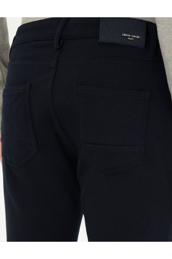 Navy Slim Fit Canvas Trousers - 6