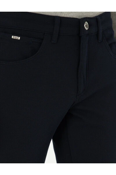 Navy Slim Fit Canvas Trousers - 5