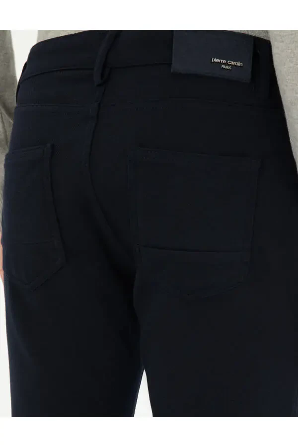 Navy Slim Fit Canvas Trousers - 6