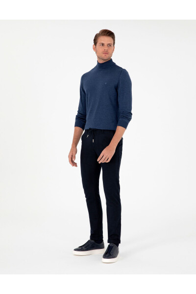 Navy Slim Fit Canvas Trousers 