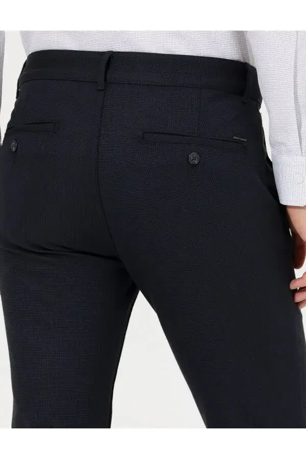 Navy Slim Fit Canvas Trousers - 14