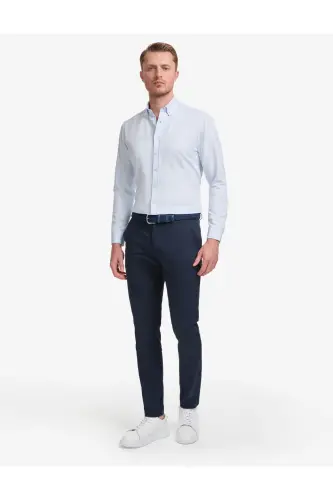 Navy Slim Fit Canvas Trousers 