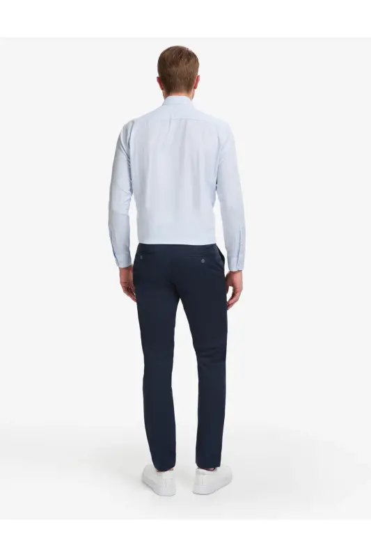 Navy Slim Fit Canvas Trousers - 4