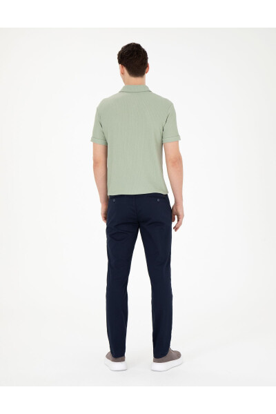 Navy Slim Fit Canvas Trousers - 4