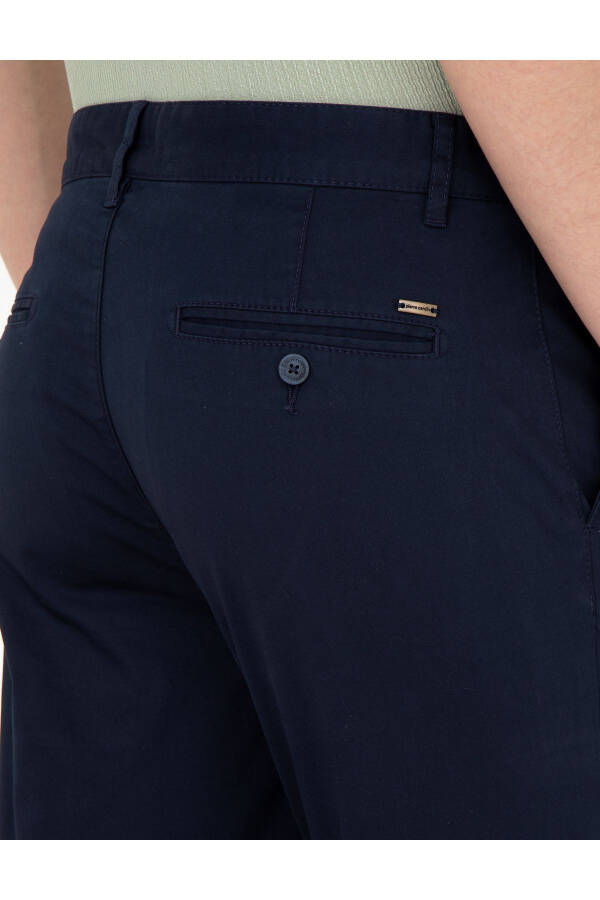 Navy Slim Fit Canvas Trousers - 7