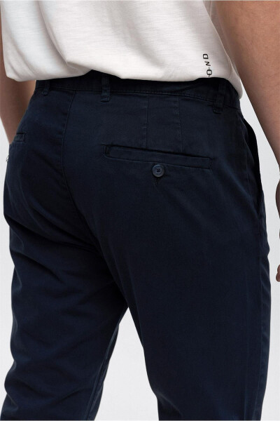 Navy Slim Fit Cotton Chino Pants - 6