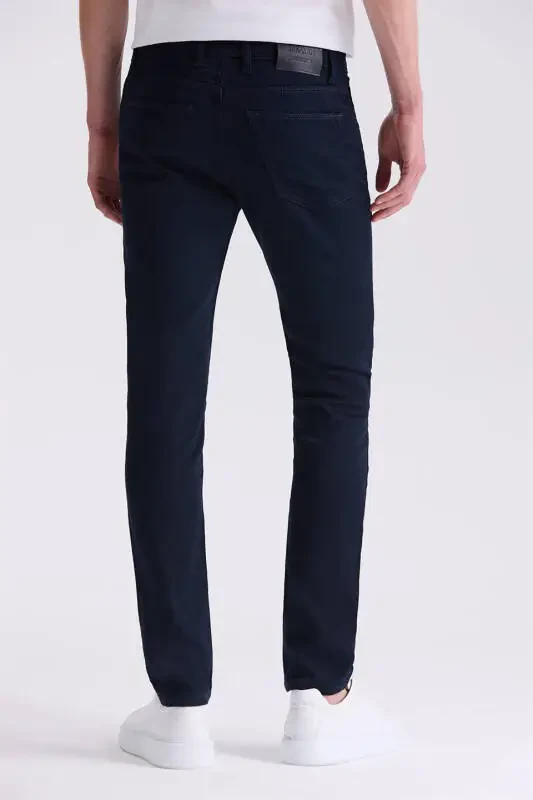 Navy Slim Fit Cotton Jean Trousers - 4