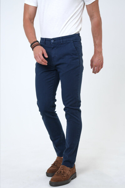 Navy Slim Fit Cotton Twill Chino Pants - 2