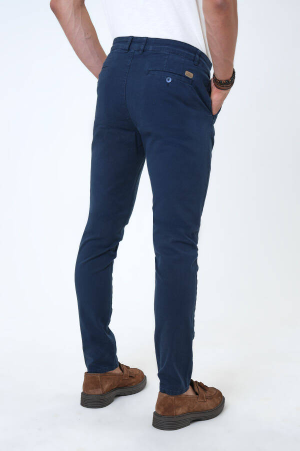 Navy Slim Fit Cotton Twill Chino Pants - 4