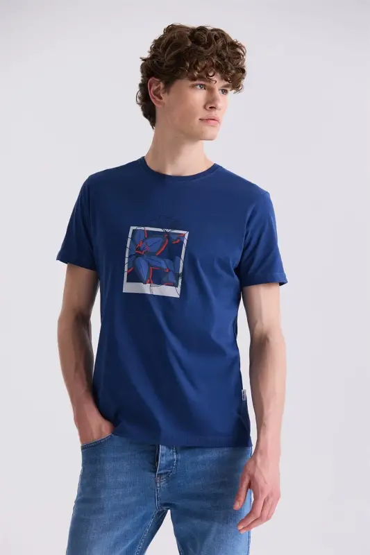 Navy Slim Fit Crew Neck T-Shirt - 1