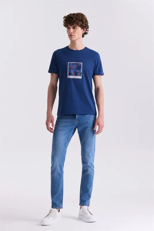 Navy Slim Fit Crew Neck T-Shirt - 2