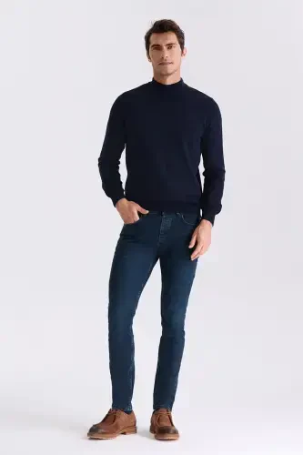 Navy Slim Fit Mock Neck Pullover - Modazone (1)