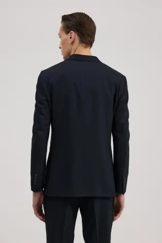 Navy Slim Fit Pointed Collar Suit - 2