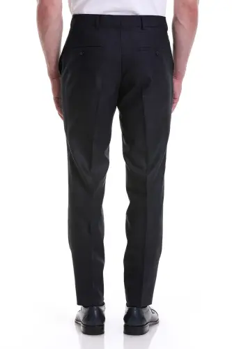 Navy Slim Fit Side Pocket Plaid Flannel Pants - 5
