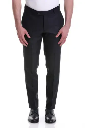 Navy Slim Fit Side Pocket Plaid Flannel Pants - 1