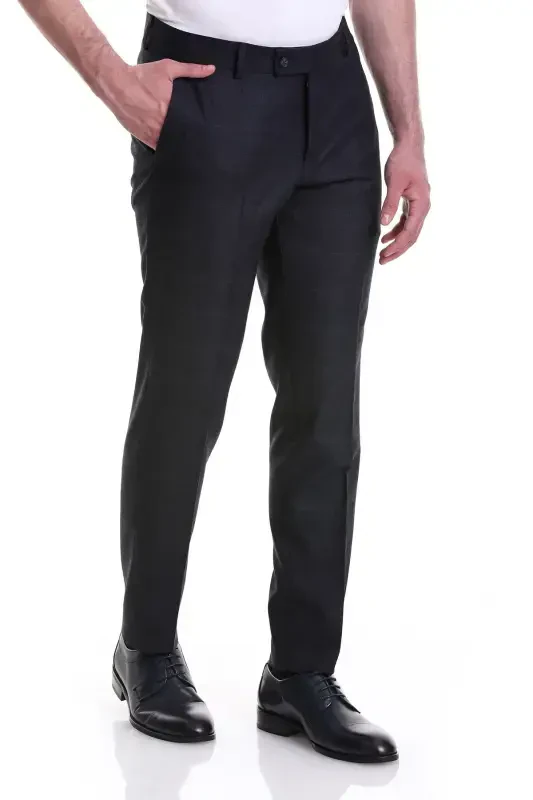 Navy Slim Fit Side Pocket Plaid Flannel Pants - 2