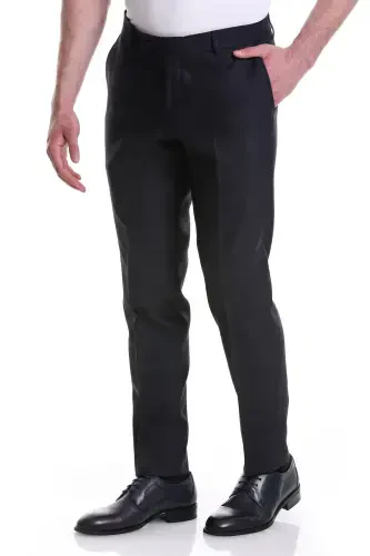 Navy Slim Fit Side Pocket Plaid Flannel Pants - 3