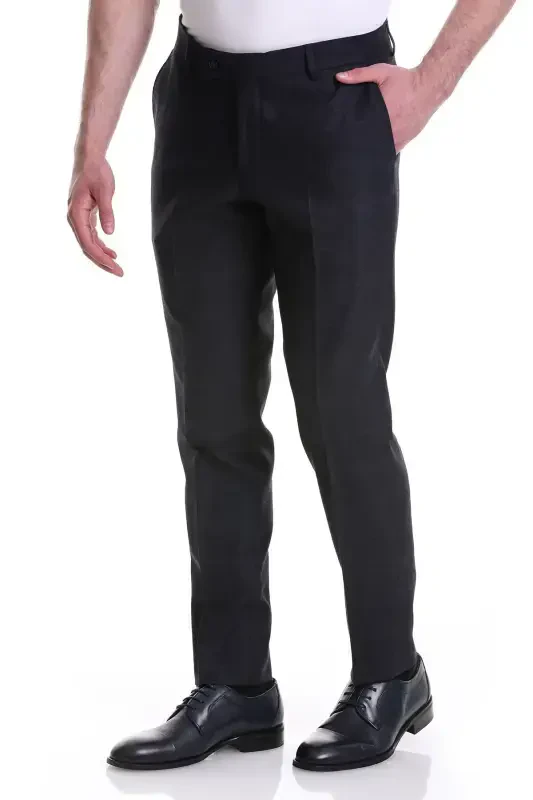 Navy Slim Fit Side Pocket Plaid Flannel Pants - 3