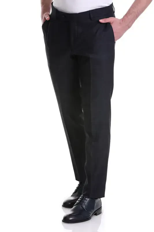 Navy Slim Fit Side Pocket Plaid Flannel Pants - 4