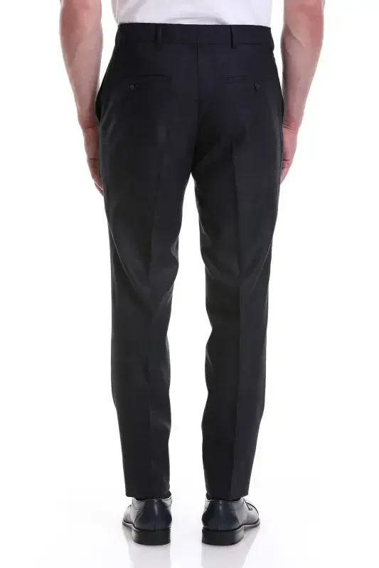 Navy Slim Fit Side Pocket Plaid Flannel Pants - 5