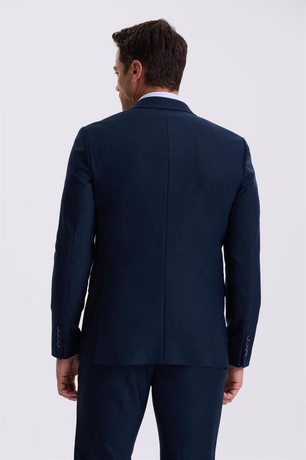 Navy Slim Fit Single-Breasted Double-Vent Vested Suit - 8