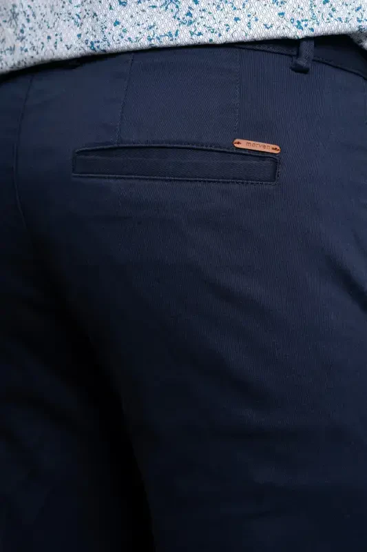 Navy Slim Fit Tapered Chino Side Pocket Men's Trousers-D.Navy - 4