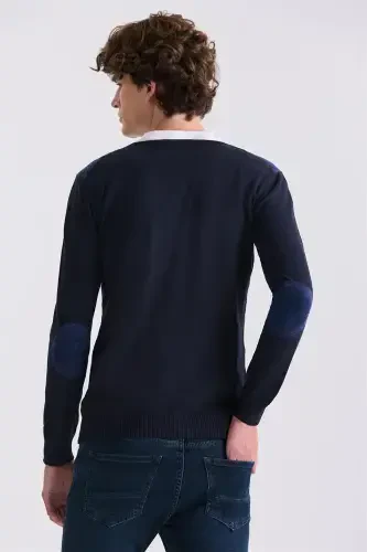 Navy Slim Fit V-Neck Sweater - 4