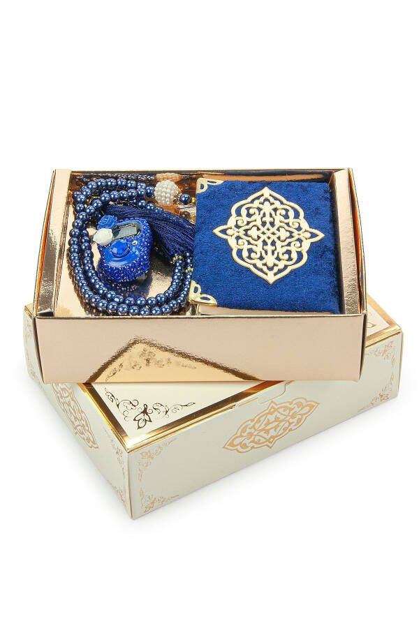 Navy Stone Tasbih - Pocket Size Arabic Yasin-i Serif - Pearl Tasbih Hajj Umrah Gift Set - 2