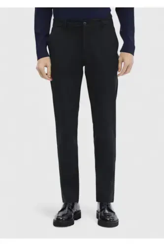 Navy Striped Knit Jogger Casual Pants - 1