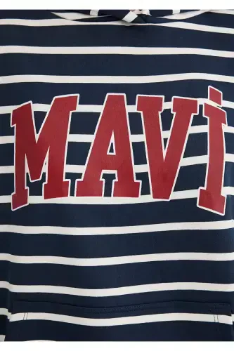 Navy Striped Sweatshirt with Logo Print 1s10118-81518 - 6