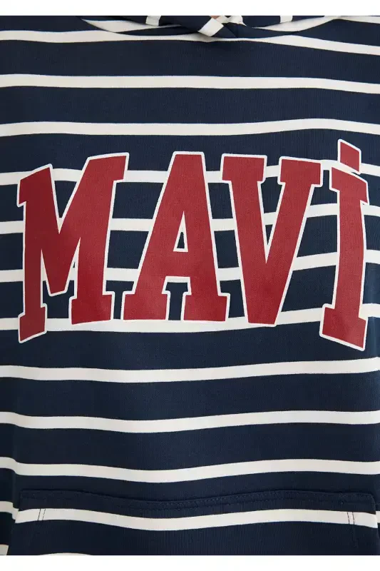 Navy Striped Sweatshirt with Logo Print 1s10118-81518 - 6