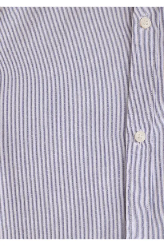 Navy Striped White Shirt Regular Fit - 7