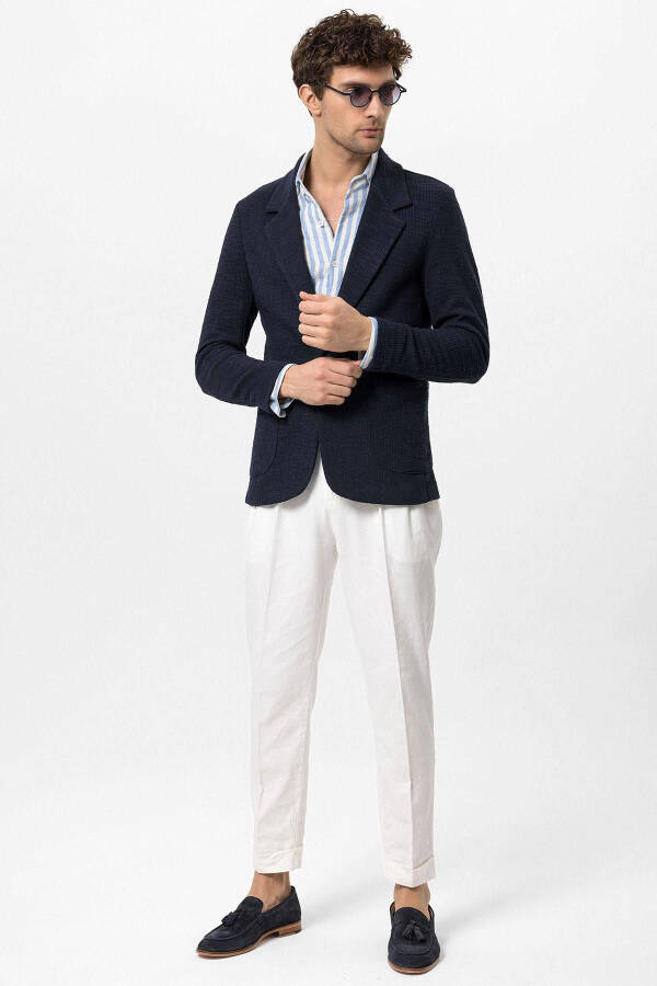 Navy Textured Unlined Men's Jacket - 15