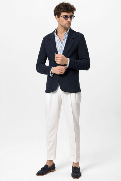 Navy Textured Unlined Men's Jacket - 3