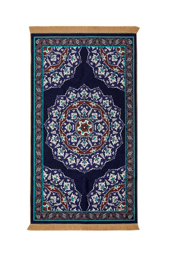 Navy Velvet Carpet Rug - 1