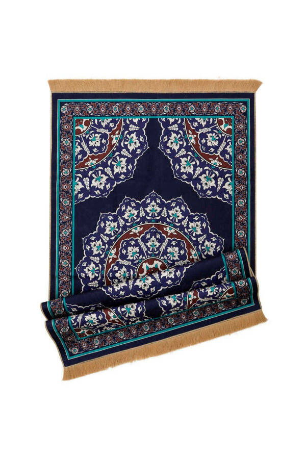 Navy Velvet Carpet Rug - 4