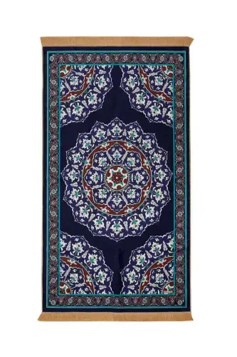 Navy Velvet Carpet Rug - 1