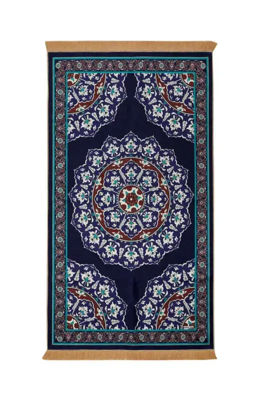 Navy Velvet Carpet Rug - 1
