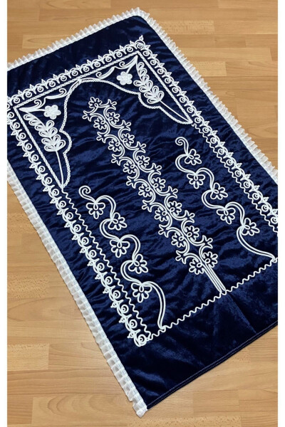 Navy velvet dowry set prayer rug - 1