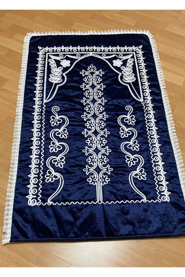 Navy velvet dowry set prayer rug - 2